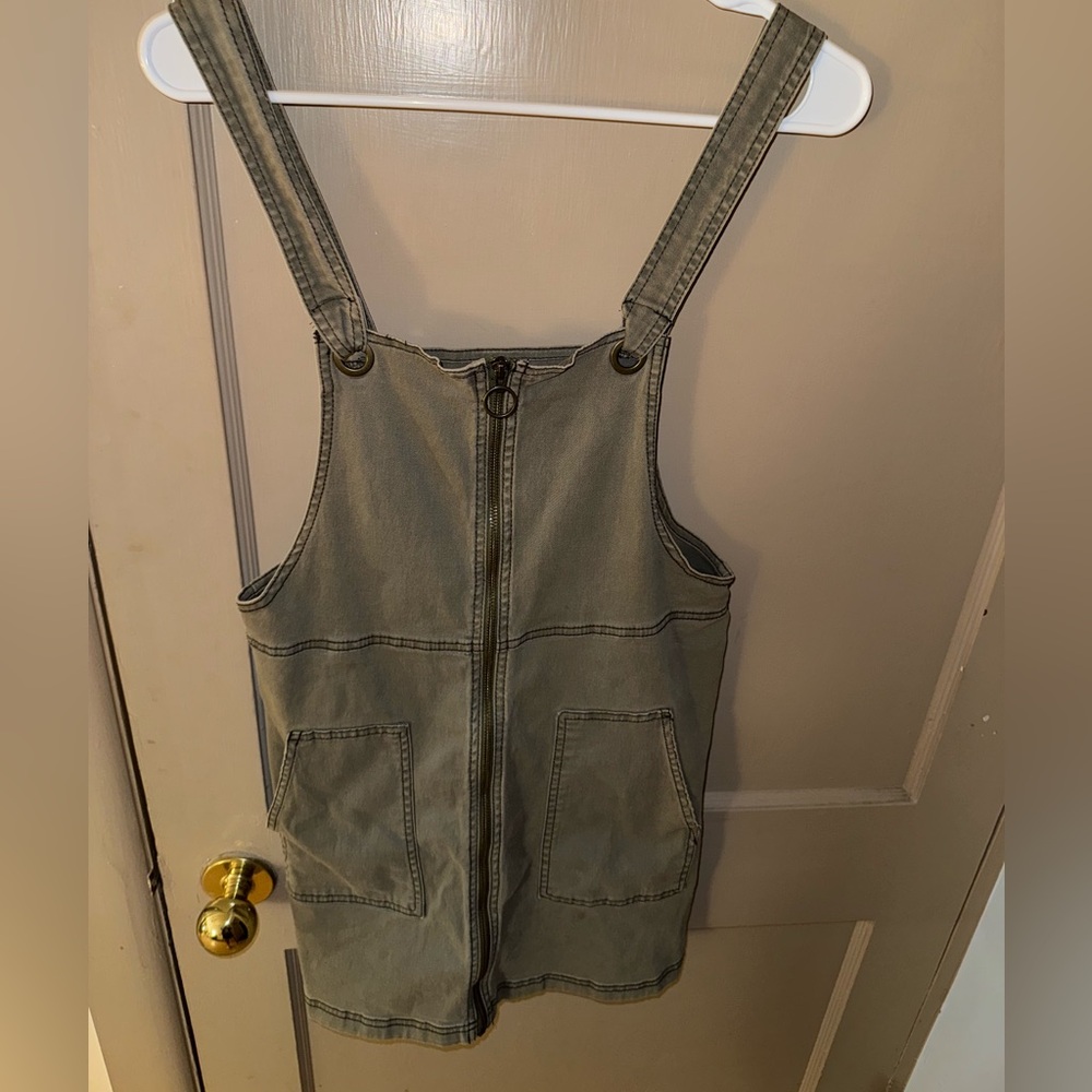 Green Denim Overall Dress